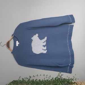 NWT Cotton Country by Parkhurst Sweater. Blue and grey, size Large.